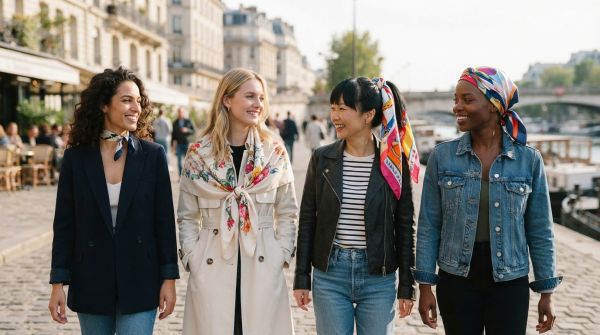 Top 5 façons de porter un carré de soie féminin
